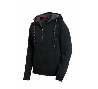 FHB JÖRG Sweater-Jacke mit Kapuze und Webpelz, schwarz, Gr. 2XL
