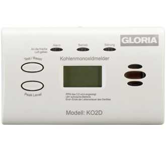 Gloria Kohlenmonoxidmelder KO2D mit Display B154xT44H80 mm