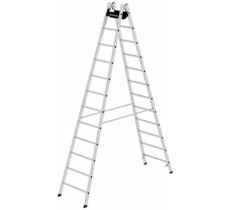 MUNK Alu-Stehleiter 2x12 Sprossen Leiterlänge 3,51 m Arbeitshöhe bis 4,85 m