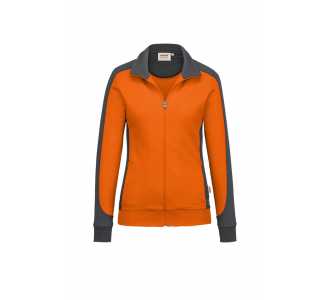 HAKRO Damen Sweatjacke Contrast MIKRALINAR® orange/anthrazit, XL