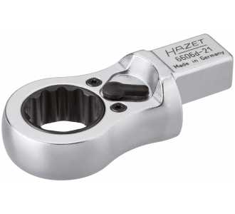Hazet Einsteck Ratschen-Ringschlüssel, Einsteck-Vierkant 14 x 18 mm, Außen-Doppel-Sechskant Profil, 21 mm