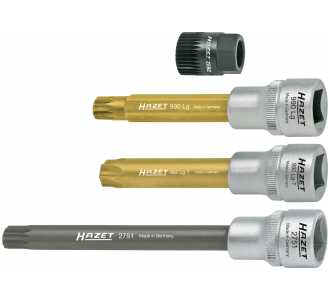 Hazet Keil(rippen)riemenscheibe-Werkzeug, Vierkant hohl 12,5 mm (1/2"), Innen Vielzahn Profil XZN, Innen TORX Profil, Anzahl Werkzeuge: 4