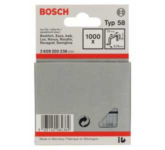 1000 Bosch Feindrahtklammer Klammer TYP 58 13 x 0,75 x 10mm 2609200236 