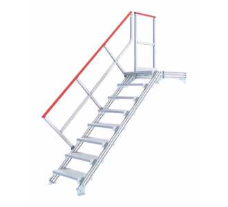 Hymer Ortsfeste Treppe mit Plattform , Neigung 45°, Stufenbreite 1000 mm, 10 Stufen, Standhöhe 2,20 m