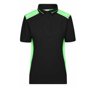 James & Nicholson Workwear Poloshirt Damen JN857 Gr. 3XL black/lime-green