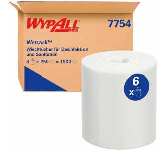 Kimberly-Clark WypAll Wettask Reinigungstücher für Desinfektionsmittel, weiß250 Tücher auf Rolle