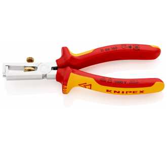 Knipex Abisolierzange mit Öffnungsfeder, universal isoliert mit Mehrkomponenten-Hüllen, VDE-geprüft verchromt 160 mm