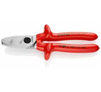 Knipex Kabelschere mit Doppelschneide tauchisoliert, VDE-geprüft verchromt 200 mm