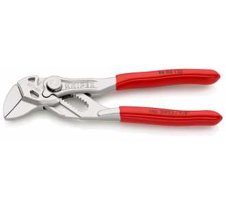 Knipex Mini-Zangenschlüssel, Zange und Schraubenschlüssel in einem Werkzeug, mit Kunststoff überzogen, verchromt, 125 mm