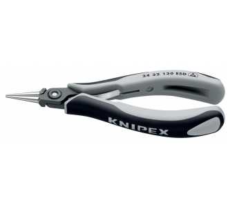 Knipex Präzisions-Elektronik-Greifzange ESD, mit Mehrkomponenten-Hüllen, brüniert, 135 mm, runde Backen