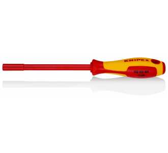 Knipex Steckschlüssel mit Schraubendreher-Griff, isol. Mehrk.-Griff, VDE-geprüft, brüniert, 230 mm, SW 4