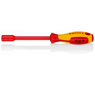 Knipex Steckschlüssel mit Schraubendreher-Griff, isol. Mehrk.-Griff, VDE-geprüft, brüniert, 237 mm, SW 10