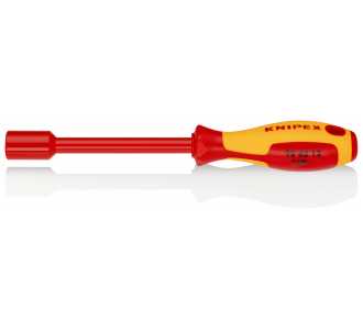 Knipex Steckschlüssel mit Schraubendreher-Griff, isol. Mehrk.-Griff, VDE-geprüft, brüniert, 237 mm, SW 12