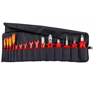 Knipex Werkzeug-Rolltasche 15-tlg. mit isolierten Werkzeugen für Arbeiten an elektrischen Anlagen