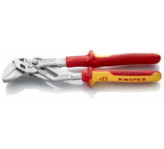 Knipex Zangenschlüssel Zange und Schraubenschlüssel in einem Werkzeug isoliert mit Mehrkomponenten-Hüllen, VDE-geprüft verchromt 250 mm