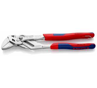 Knipex Zangenschlüssel Zange und Schraubenschlüssel in einem Werkzeug mit Mehrkomponenten-Hüllen, mit Befestigungsöse, verchromt 250 mm