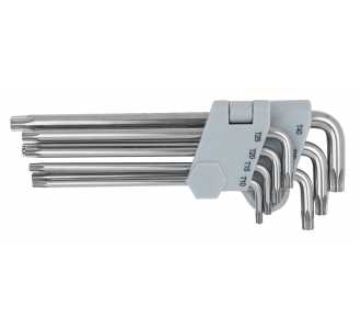 KS Tools EDELSTAHL Torx-Winkelstiftschlüssel mit Bohrung, lang, 7-tlg.
