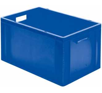 Transport-Stapelkasten B600xT400xH320 mm blau, geschlossen mit Griffloch