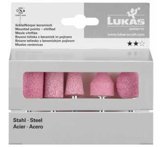 LUKAS Schleifstift-Set 5-tlg. für Stahl/Stahlguss Schaft 6 mm Edelkorund, Fachhandel
