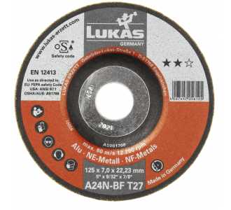 LUKAS Schruppscheibe T27 für Alu 125x7 mm gekröpft, für Winkelschleifer, A24N-BF
