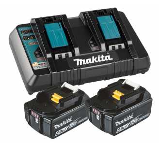 Makita Power Source-Kit 18V, LXT, 18V, 2 Akkus BL1860B 6,0 Ah, 1 Doppel-Schnellladegerät DC18RD