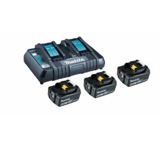 Makita Power Source-Kit 18V, LXT, 18V, 3 Akkus BL1850B 5,0 Ah, 1 Doppel-Schnellladegerät DC18RD