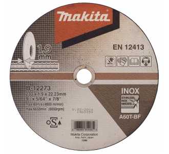 Makita Trennscheibe INOX 230 x 1,9 mm, 10 Stk., Ø 230 mm, 1,9 mm, 10 Stk., A60T-BF, INOX