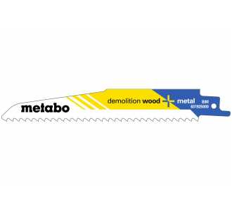 Metabo 5 Säbelsägeblätter "demolition wood + metal" 150 x 1,6 mm, BiM, 4,3 mm/ 6 TPI