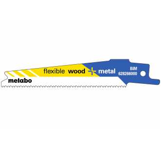 Metabo 5 Säbelsägeblätter "flexible wood + metal" 100 x 0,9 mm, BiM, 1.41-1.81 mm/ 14-18 TPI