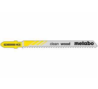 Metabo 5 Stichsägeblätter "clean wood" 74/ 2,5 mm, HCS, freiwinkelgeschliffen / zähnegeschliffen / umgekehrte Verzahnung