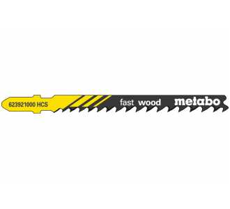 Metabo 5 Stichsägeblätter "fast wood" 74/ 4,0-5,2 mm, progressiv, HCS, mit Eintauchspitze, geschliffen / geschränkt