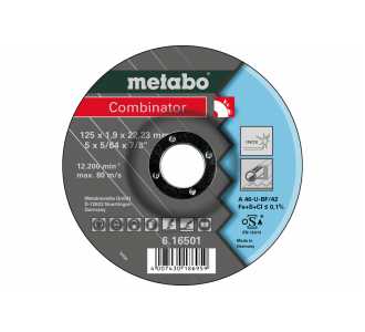 Metabo Combinator 125x1,9x22,23 mm, Inox, Trenn- u. Schruppscheibe, gekröpfte Ausführung