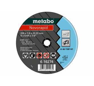 Metabo Novorapid 230 x 1,9 x 22,23 mm, Inox, Trennscheibe, gerade Ausführung