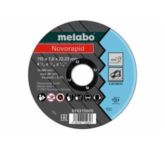 Metabo Trennscheibe Novorapid 115 x 1,6 x 22,23 mm, Inox, gerade Ausführung