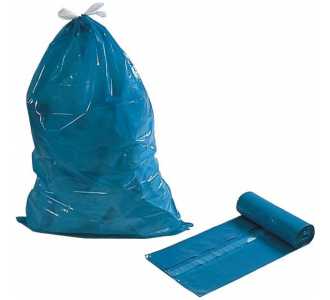 Müllsack, 120 l, PE, 39 µm, blau, mit Zugband, 10 Rollen á 25 Stück - bei   online kaufen