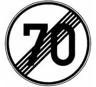Verkehrszeichen 278-70 Ronde 600 mm, "Ende 70 km/h", RAL-Gütezeichen Folie RA2