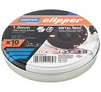 Norton Clipper Trennscheibe Metall-Inox 10x A60S-125x1.0x22.23