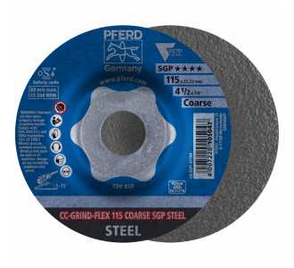PFERD CC-GRIND-FLEX Schleifscheibe 115x22,23 mm COARSE Speziallinie SGP STEEL für Stahl