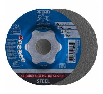 PFERD CC-GRIND-FLEX Schleifscheibe 115x22,23 mm FINE Leistungslinie SG STEEL für Stahl