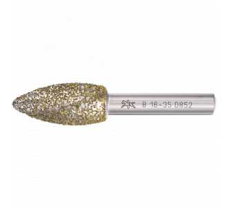 PFERD Diamant-Schleifstift Flammenform 16x35x8 mm, D852, zum Schleifen von Grau-und Sphäroguss