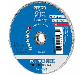 PFERD POLINOX verpresstes Vlies-Rad PNER Ø 50x3 mm Bohrung-Ø 6 mm Hart A Fein für Finish