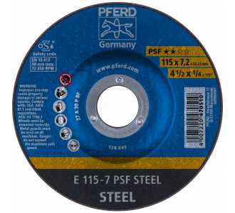 PFERD Schruppscheibe E 115x7,2x22,23 mm Universallinie PSF STEEL für Stahl