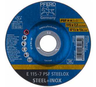 PFERD Schruppscheibe E 115x7,2x22,23 mm Universallinie PSF STEELOX für Stahl/Edelstahl