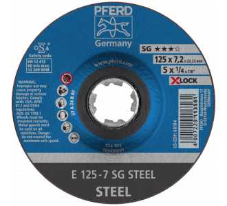 PFERD Schruppscheibe E 125x7,2 mm X-LOCK Leistungslinie SG STEEL für Stahl