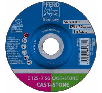PFERD Schruppscheibe E 125x7,2x22,23 mm Leistungslinie SG CAST+STONE für Guss/Stein (2)