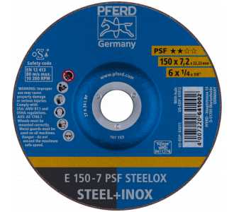PFERD Schruppscheibe E 150x7,2x22,23 mm Universallinie PSF STEELOX für Stahl/Edelstahl