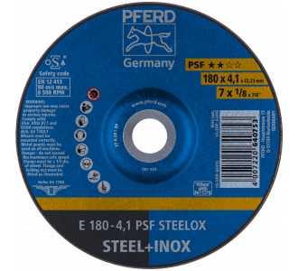 PFERD Schruppscheibe E 180x4,1x22,23 mm Universallinie PSF STEELOX für Stahl/Edelstahl