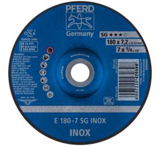 PFERD Schruppscheibe E 180x7,2x22,23 mm Leistungslinie SG INOX für Edelstahl