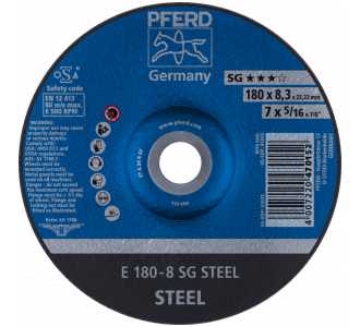 PFERD Schruppscheibe E 180x8,3x22,23 mm Leistungslinie SG STEEL für Stahl