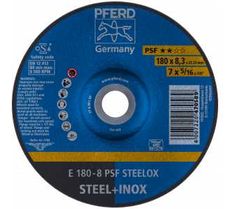 PFERD Schruppscheibe E 180x8,3x22,23 mm Universallinie PSF STEELOX für Stahl/Edelstahl